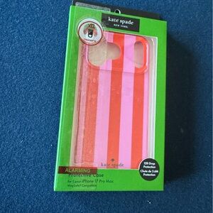 Kate ♠️ Spade Pink and Red Striped iPhone 17 pro max case, MagSafe compatible🩷❤️